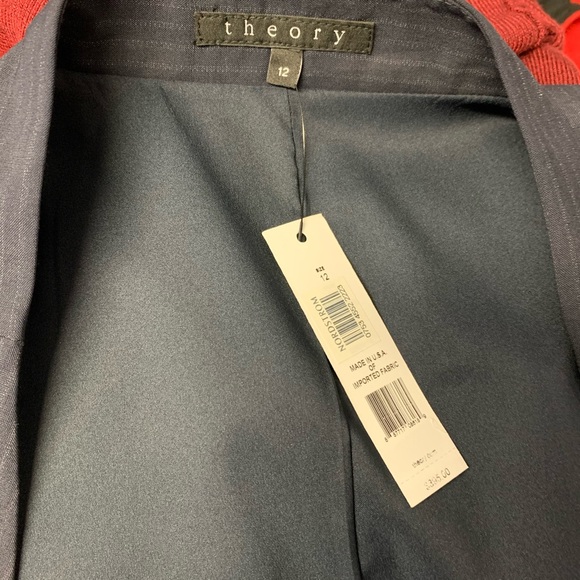 Theory Lana Tuck Stripe Open Blazer Navy 12 - Picture 11 of 14